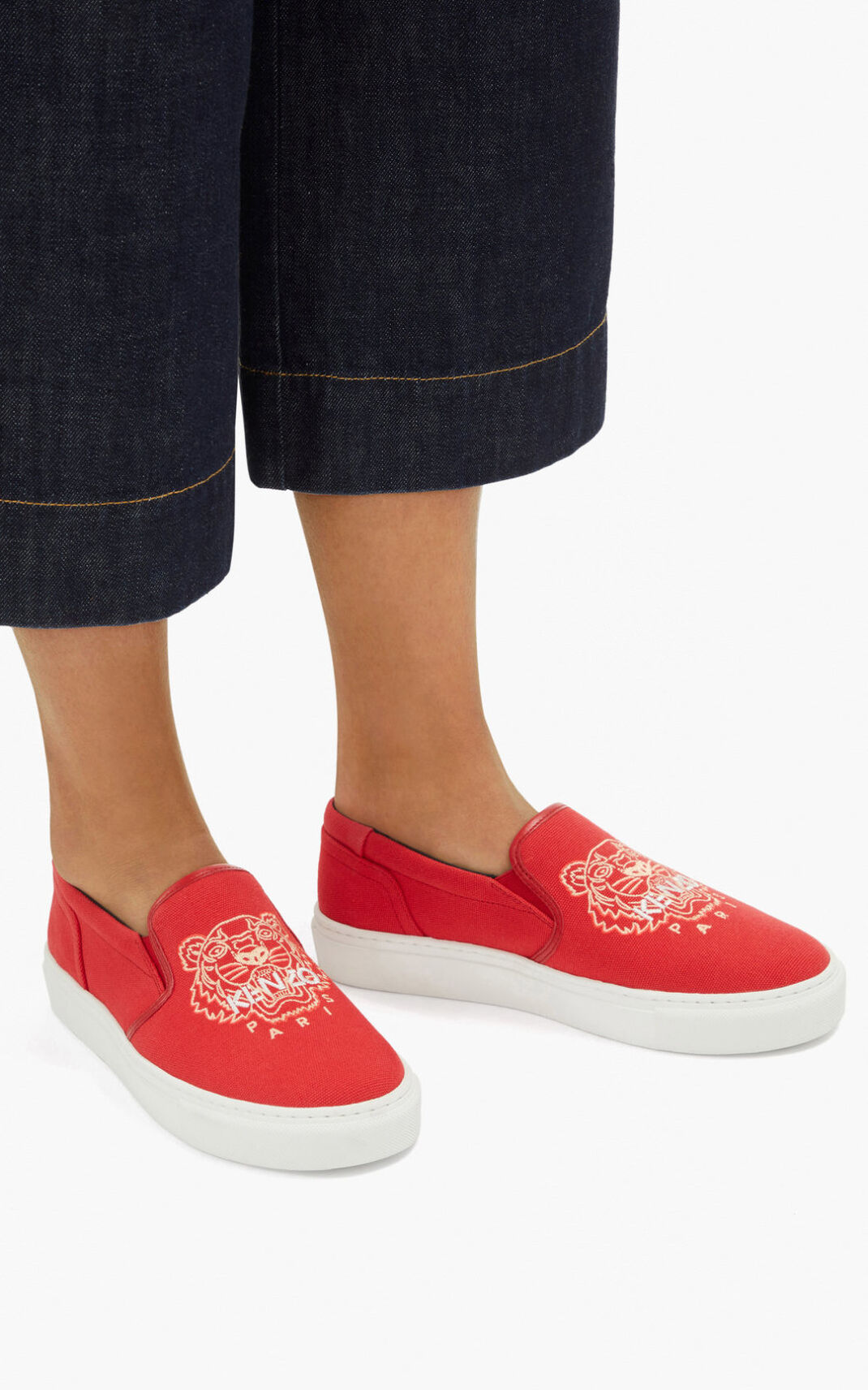 Baskets Kenzo Femme K Skate Tiger slip on Rouge ENOXI-7618